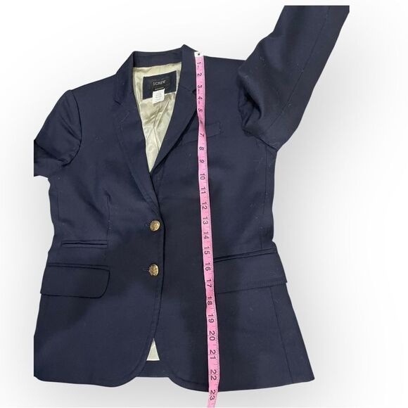 J. Crew Dark Navy Schoolboy Wool Blend Blazer Jacket Size 0 - Picture 3 of 5